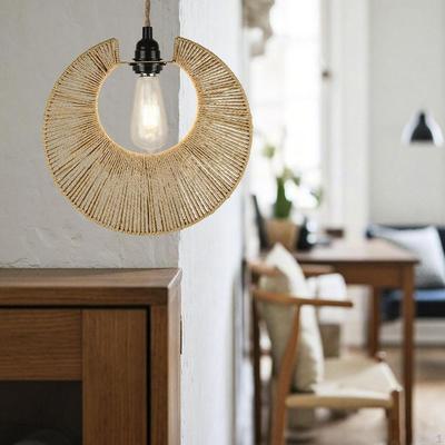 Woven Lampshade Pendant Light Shade Rustic Simple Accessory Minimalist Decoration Ceiling