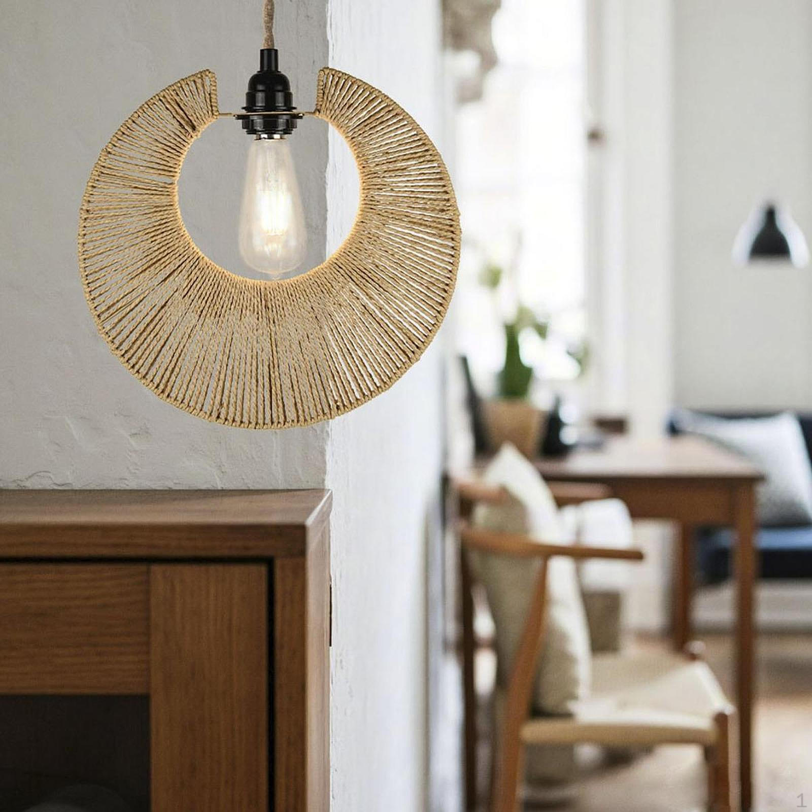 

Woven Lampshade Pendant Light Shade Rustic Simple Accessory Minimalist Decoration Ceiling