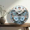 3D Butterfly Floral Wall Clock, Elegant Blue Flower and Insect Design Round Timepiece, Decorative Home Kitchen Office Hang Clock