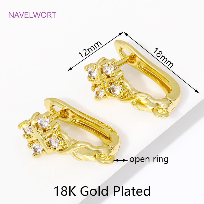 Trendy 18K Gold Plated Shvenzy Earring Hooks,Inlaid Zircon Earring Fixtures,For Jewelry Making DIY Handmade Crafts Wholesale