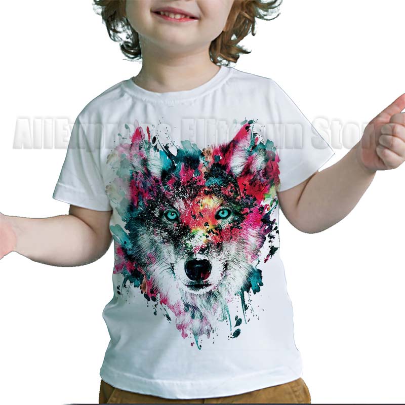 3D Print Cool Wolf T Shirt for Kids Teens Summer Girls Boys Cartoon Anime T-shirt Children Short Sleeves Tshirt Toddler Tee Tops