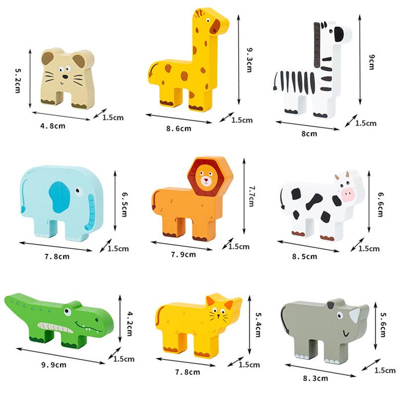 Wooden Animal Stacking Block Game Shape Matching Puzzle Balance Toy Montessori Fine Motor Training Educational Toys For Children