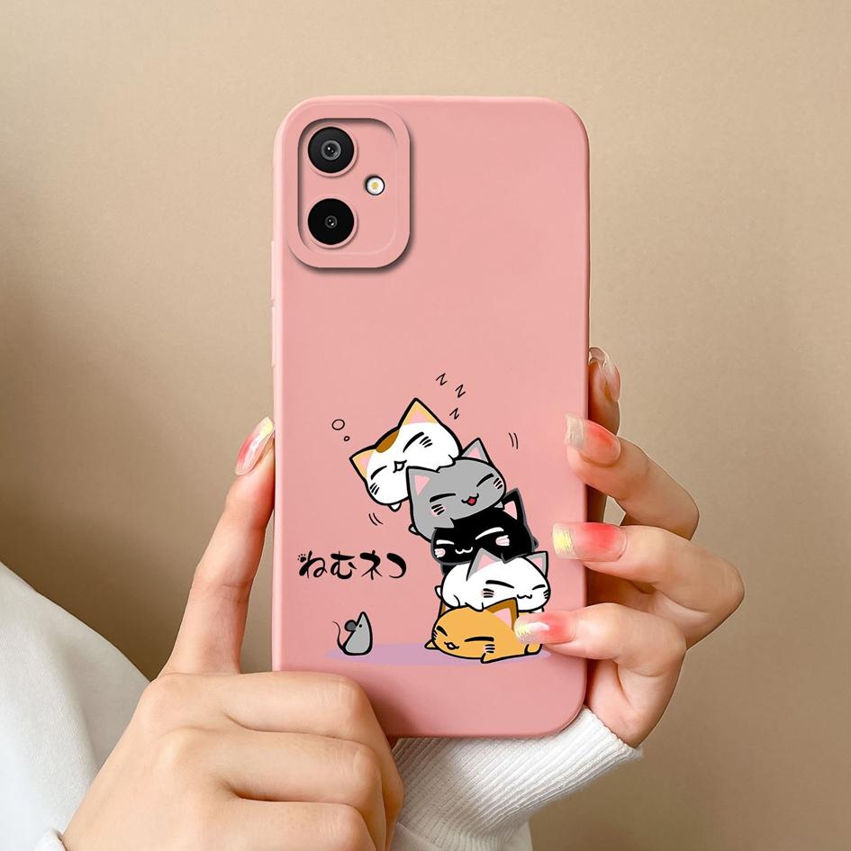 Lovely Cat Owl Pink Phone Cases For Samsung Galaxy F06 A06 F16 M06 M16 S25 Edge Liquid Silicone Dustproof Protective Covers For Samsung Bumper Housing