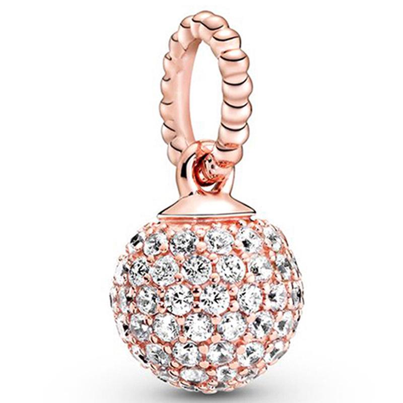 Rose Gold Large Hole Loose Beads Pendant For DIY Pulsera Necklace Accessories Women Fine Jewelry Gifts