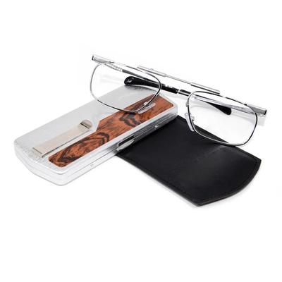 Rolipop Lesebrille für Herren Mode Faltbar Tragbar Business Brille Rechteckig Metall Hohe Qualität Extra Groß mit Etui