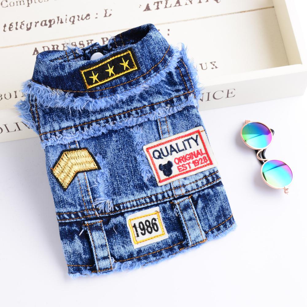 

Одежда для питомцев кошка маленькая собака собачья одежда джинсовая жилетка куртка весна лето осень зима XXL светло-синий