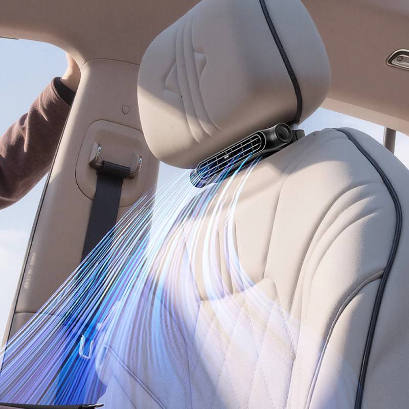 Usb Car Seat Fan With Double Turbine Quiet Noleaf Ventilation For Travel Comfort