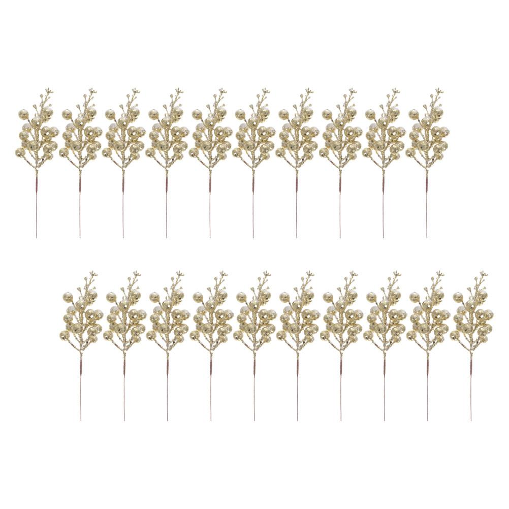 20 Pcs Decorate Christmas Imitation Berries Decorations Decorative Glitter Sticks Foam Tree