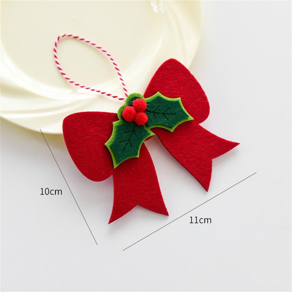 Christmas Bow Decoration Red Fruit Berries Green Leaves Hanging Ornaments DIY Xmas Trees Pendant for Holiday Home Party Decor