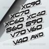 3D Car Styling For XC40 XC60 XC70 XC90 S60 S90 V70 V60 V40 AWD Glossy Black Emblem Badge Metal Stickers Rear Trunk Decals