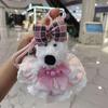 West Highland Terrier Puppy Cartoon Princess Dress Plush Doll Keychain