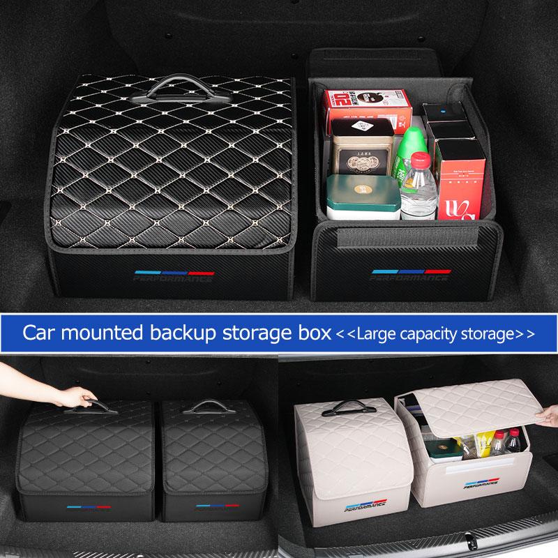 Car Portable Foldable Organizer Bag Leather Trunk Storage Box For BMW X1 X3 X4 X5 X7 G20 G38 F20 F39 F48 E46 E60 E36 E39