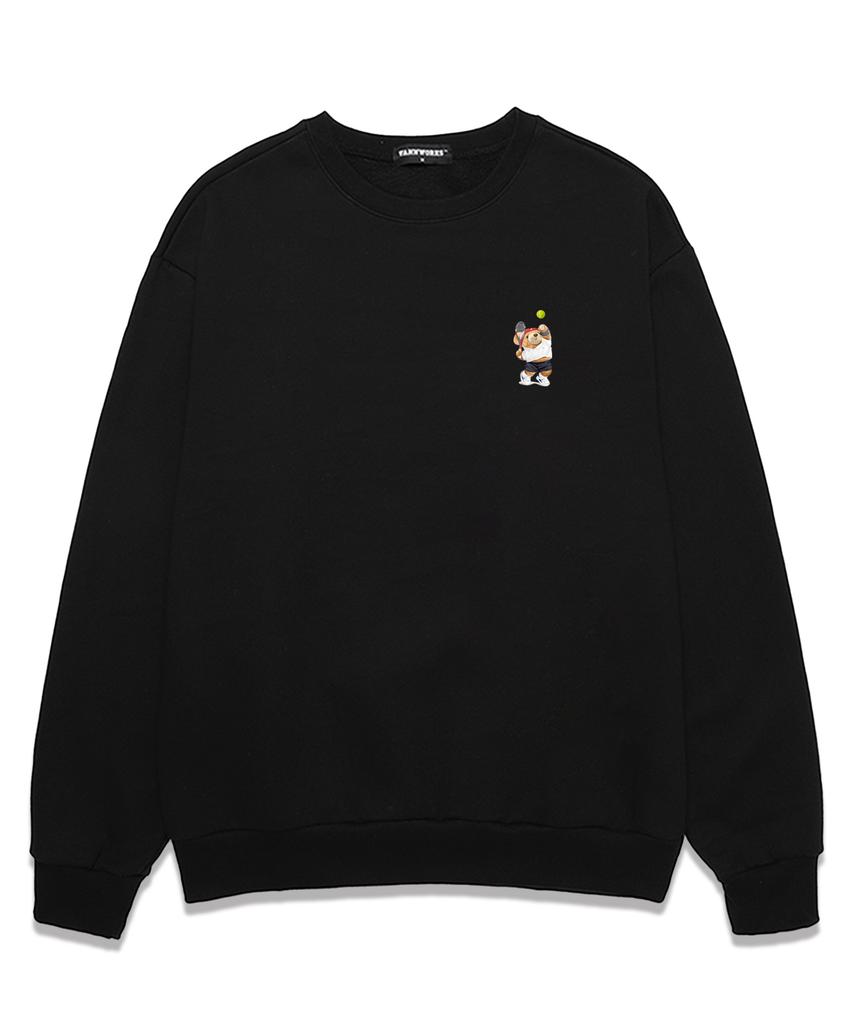 VANNWORKS Tennis Bear Oversized Sweatshirt (Vndts119) Black