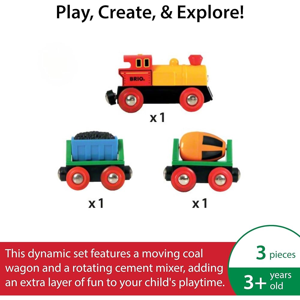 BRIO Battery Powered Action Train 33319 Wooden Toy for Ages 3 and Up Educational Gift for Birthdays and Christmas