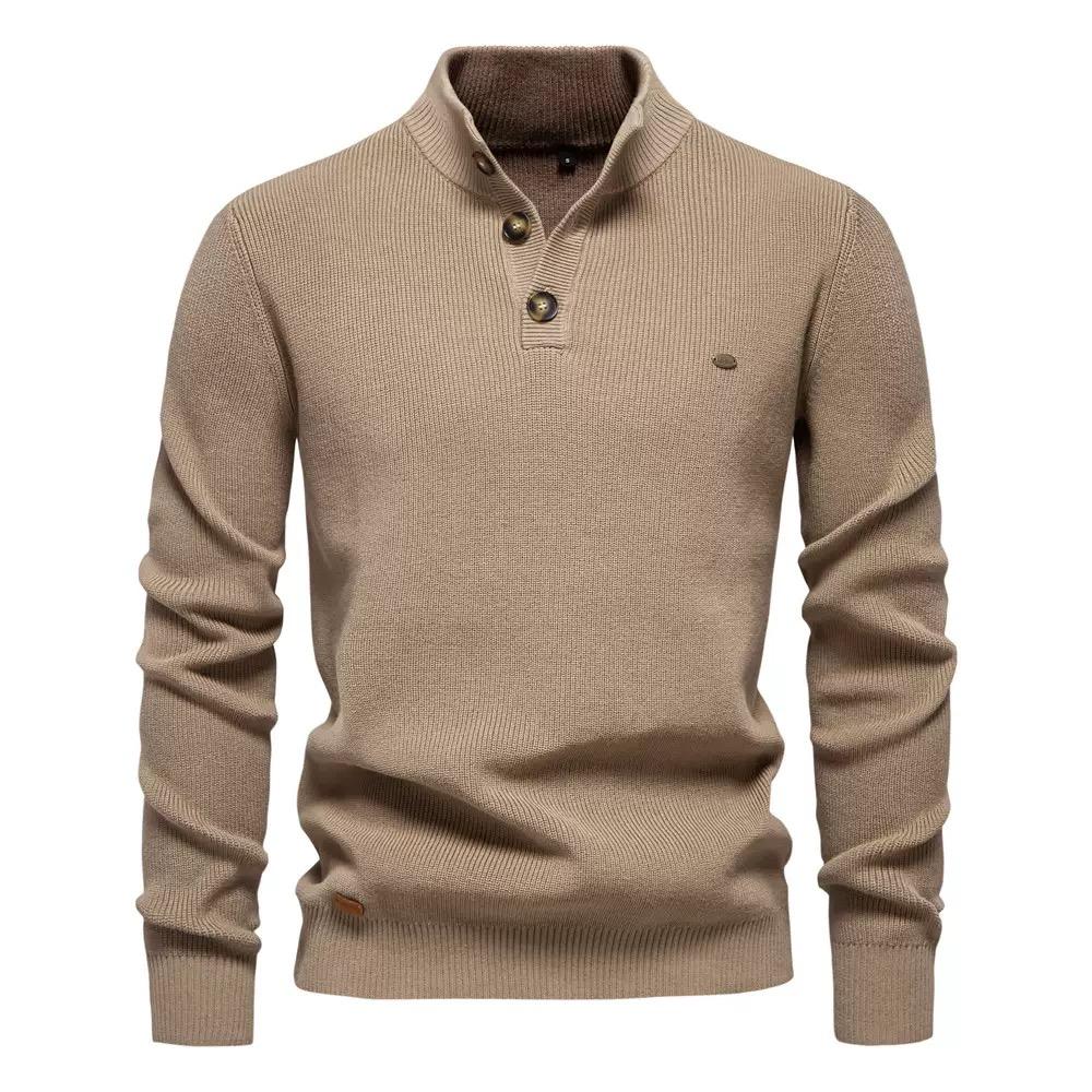 New Autumn Cotton Zipper Cardigans for Men Fashion Casual Social Men Sweaters High Collar Warm Winter Knitted Sweater Men