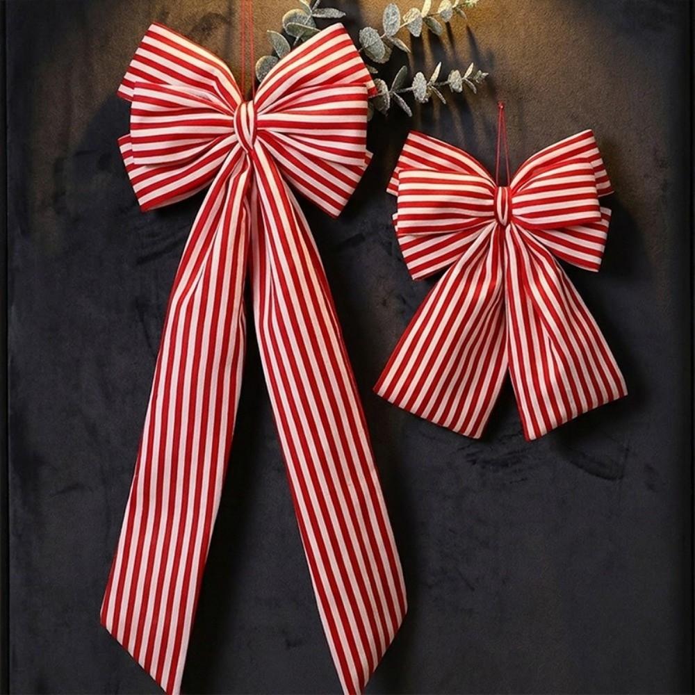 Stripe Christmas Tree Topper Bow DIY Christmas Wreaths Bow Tree Bow with Long Tails  Home Decor