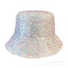 European and American New Sequined Colorful Basin Hat Women's Spring and Summer Outdoor Sunshade Face Small Flat Top Rhombus Grid Sunscreen Bucket Hat