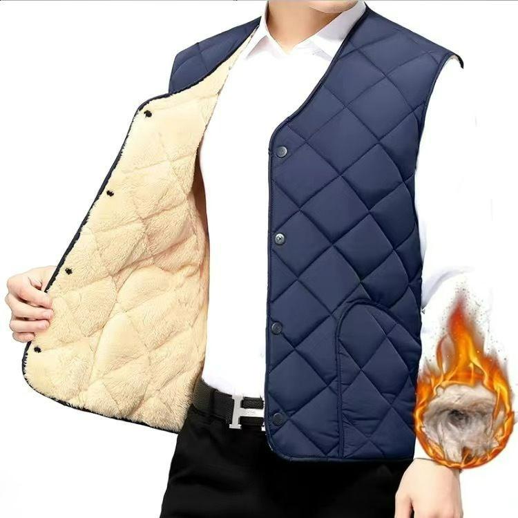

Autumn and Winter Models of Men s Cotton Waistcoat Short Plus Velvet Thickened Inner Wear To Keep Warm and Handsome Plus Size Waistcoat L синий