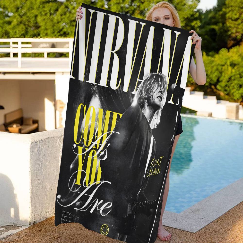 Rock Band A-N-Nirvana Beach Towel Colorful Bath Towels for Girl Microfiber Quick Dry Custom Sand Free Beach Yoga Spa Gym Pool