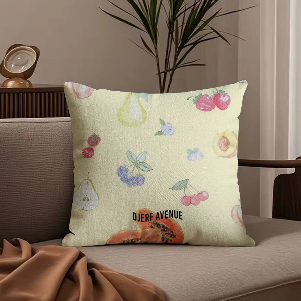 Summer Berries D-Djerf Avenue Pillow Case Anti-dustmite Pillowcase Invisible Zipper Silky Short Plush Sofa Cushion Cover