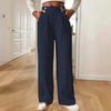 Elegante High-Waist Fließende Bodenlange Damenhose - Lockerer Gerader Schnitt, Unifarben, 2025 Design