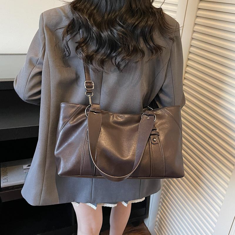 Fashion Womens Soft Leather Tote Bag Large Capacity Commuter Shoulder Bag with Adjustable Strap for Work School Shopping Work Travel Daily Use