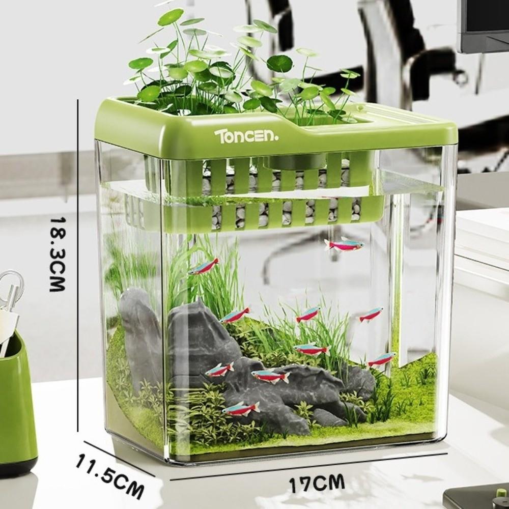 

Новий акваріум 2 в 1 зі кришкою та світлом, прозорий гідропонний резервуар, багатофункціональний настільний акваріум з ПЕТ АБС для утримання риб