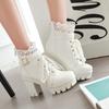 Women's white thick heel super high heel Martin boots fashionable European and American winter boots temperament short boots