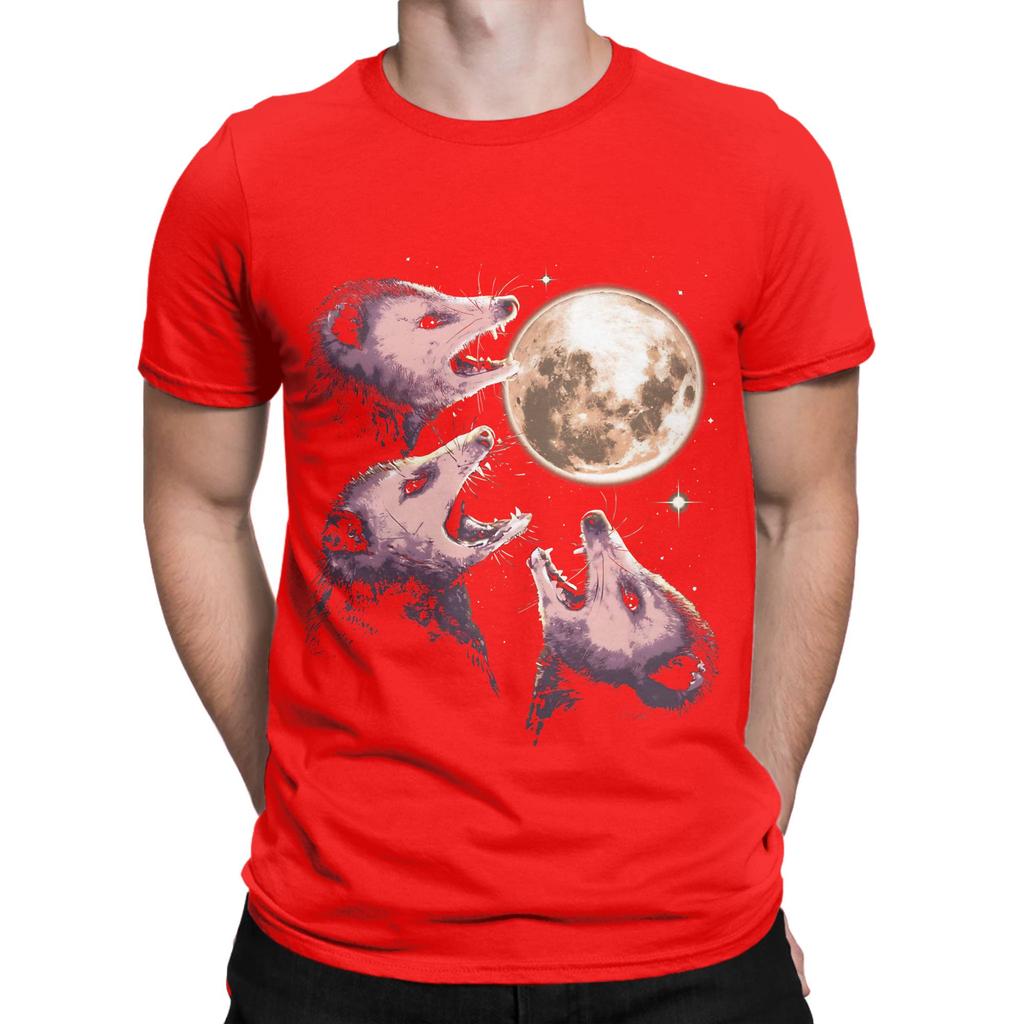 Three Opossums Howling at the Moon Funny Possum 3 Funny 100 Cotton TShirt Possum Tops Tees For Unisex
