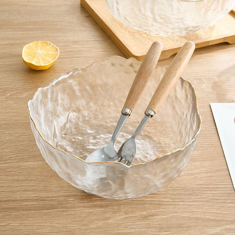 Fruit Platter, Home Living Room, Gold Edged Glass Bowl, Light Luxury and Grand Dish, Dessert and Salad Bowl