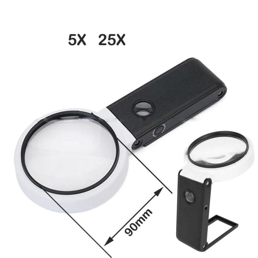 Handheld LED Illuminated Magnifier Powered by Battery or USB Lighted Magnifier Seniors Reading