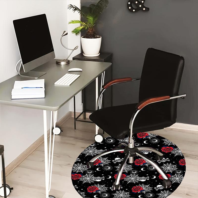 

1pc Carpet Chair Mats Gothic Roses and Skulls Pattern Perfect for Decorating Chairs, Polyester Carpet, for Living Room.YDT610 80cm by 80cm
