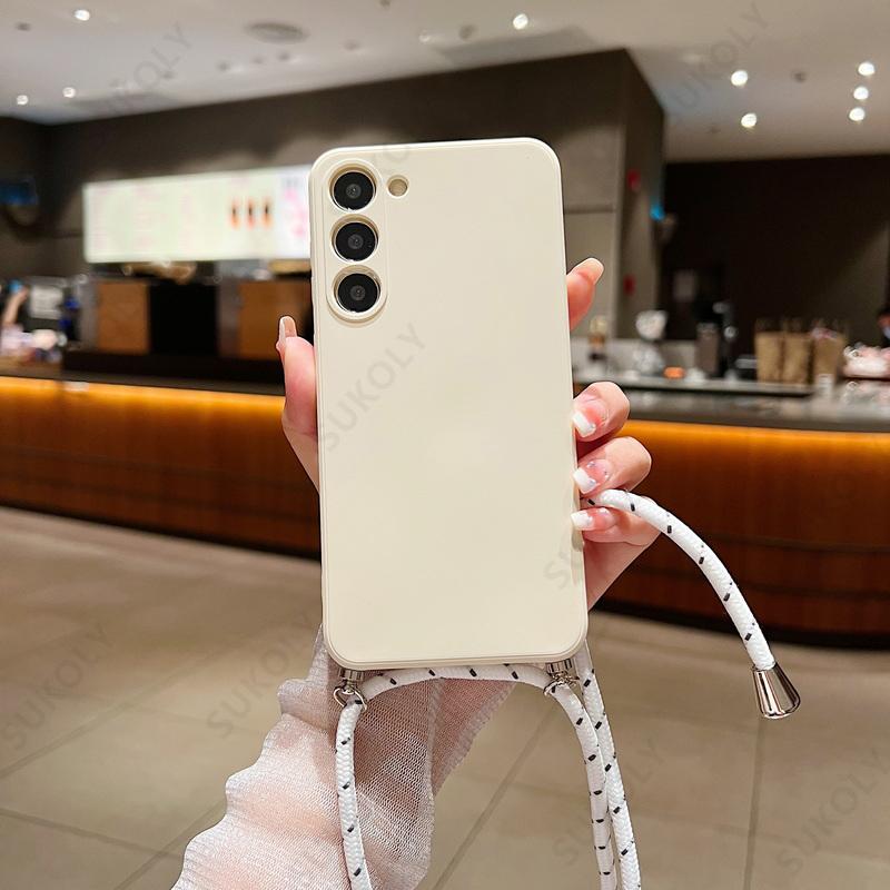 Pouzdro s popruhem přes rameno Měkké pouzdro Pro Samsung Galaxy S23 FE S25 Edge S24 Ultra A17 A54 A55 A56 A15 A16 5G Kryt na telefon z tekutého silikonu