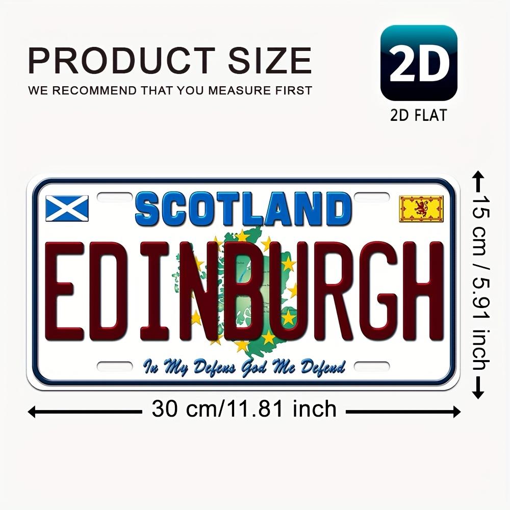 Segno Murale Metallico Design Targa Scozzese Vintage Edimburgo Scozia - Placca Decorativa in Alluminio con Bandiera Scozzese e "Atene di t