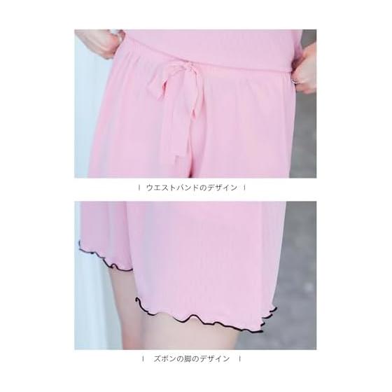 [EnjoIt] Pajamas, Women's, Summer, Short Sleeves, Loungewear, Top and Bottom Set, Sleepwear, Convenient Clothing, Gentle on the Skin, Slimming,