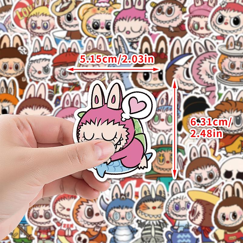50Sheets/Set Cute Labbubu Stickers For Kids Cartoon Bubble Matt Graffiti Sticker