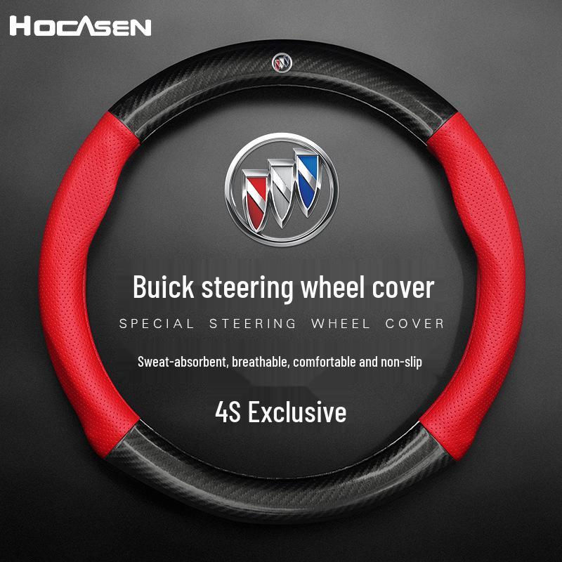 Buick Steering Wheel Cover for Envision, Regal, Excelle, Encore - Carbon Fiber Leather