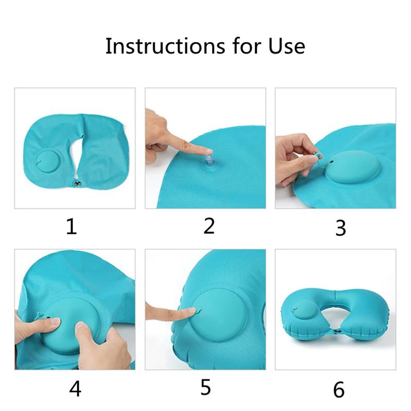 Portable Inflatable Pillow Travel Neck Pillow Press Inflatable U-Shaped Pillow