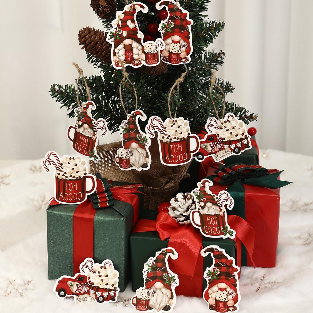 12pcs Christmas Santa Gnomes Paper Pendants Christmas Decorations For Home 2026 Christmas Tree Ornaments Navidad New Year Gifts