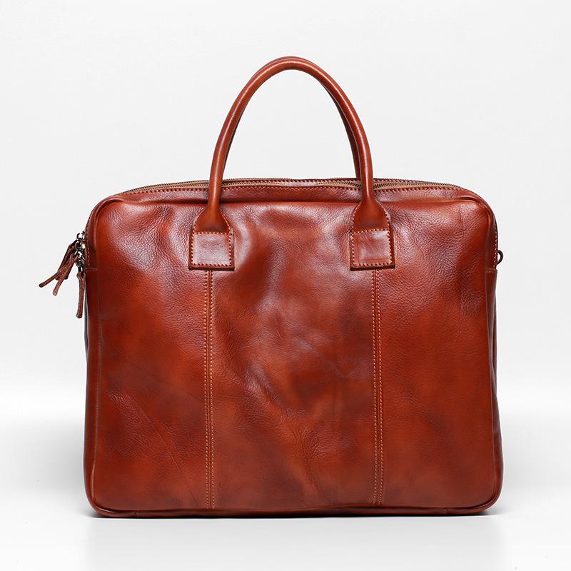 Men's Retro Genuine Leather Multi-Compartment Briefcase and Backpack