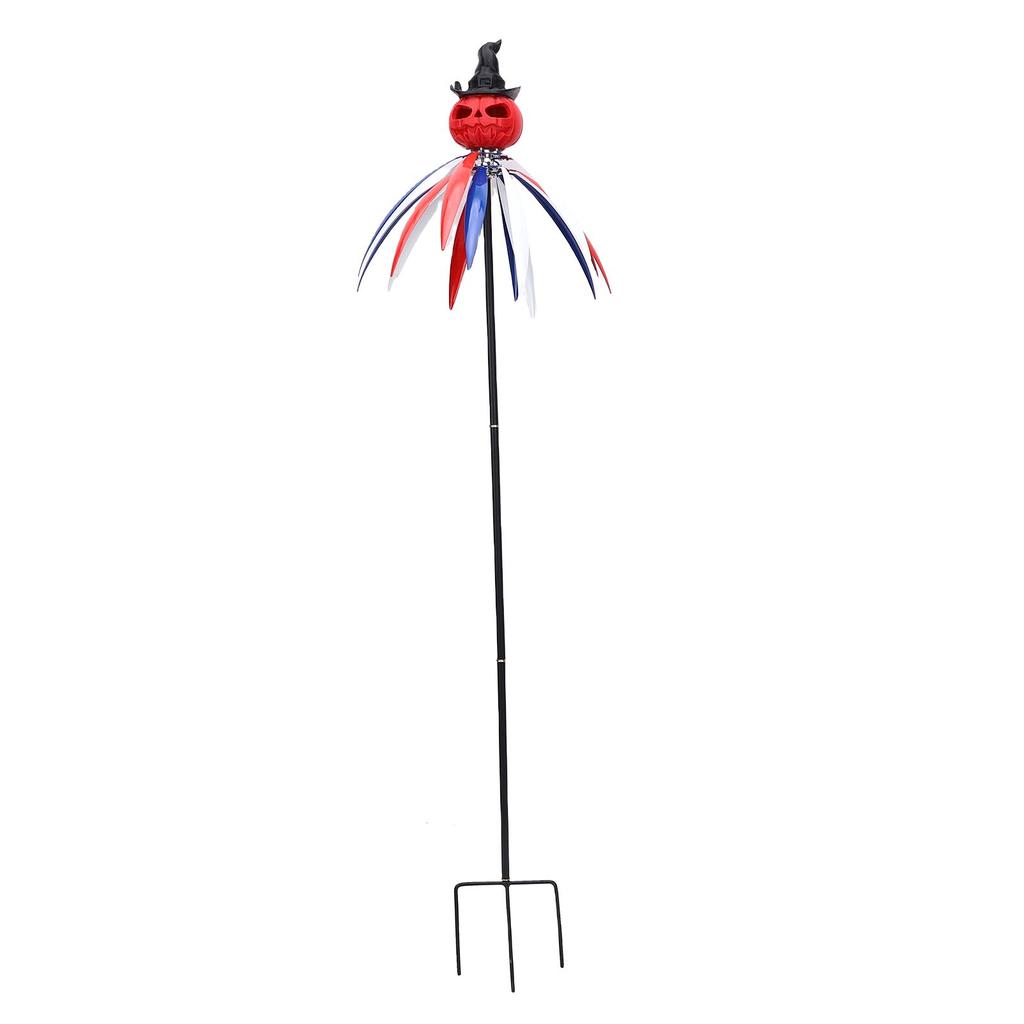 Pumpkin Windmill Iron PLA Spooky Rotating Pumpkin Sculpture Garden Wind Spinner Festive Accent for Pathway Lawn Porch