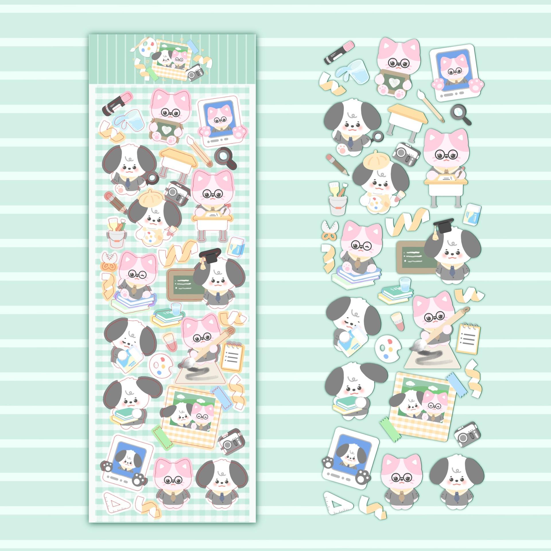 Корейская популярная лазерная наклейка с изображением кошки и щенка Gooka — фото 7