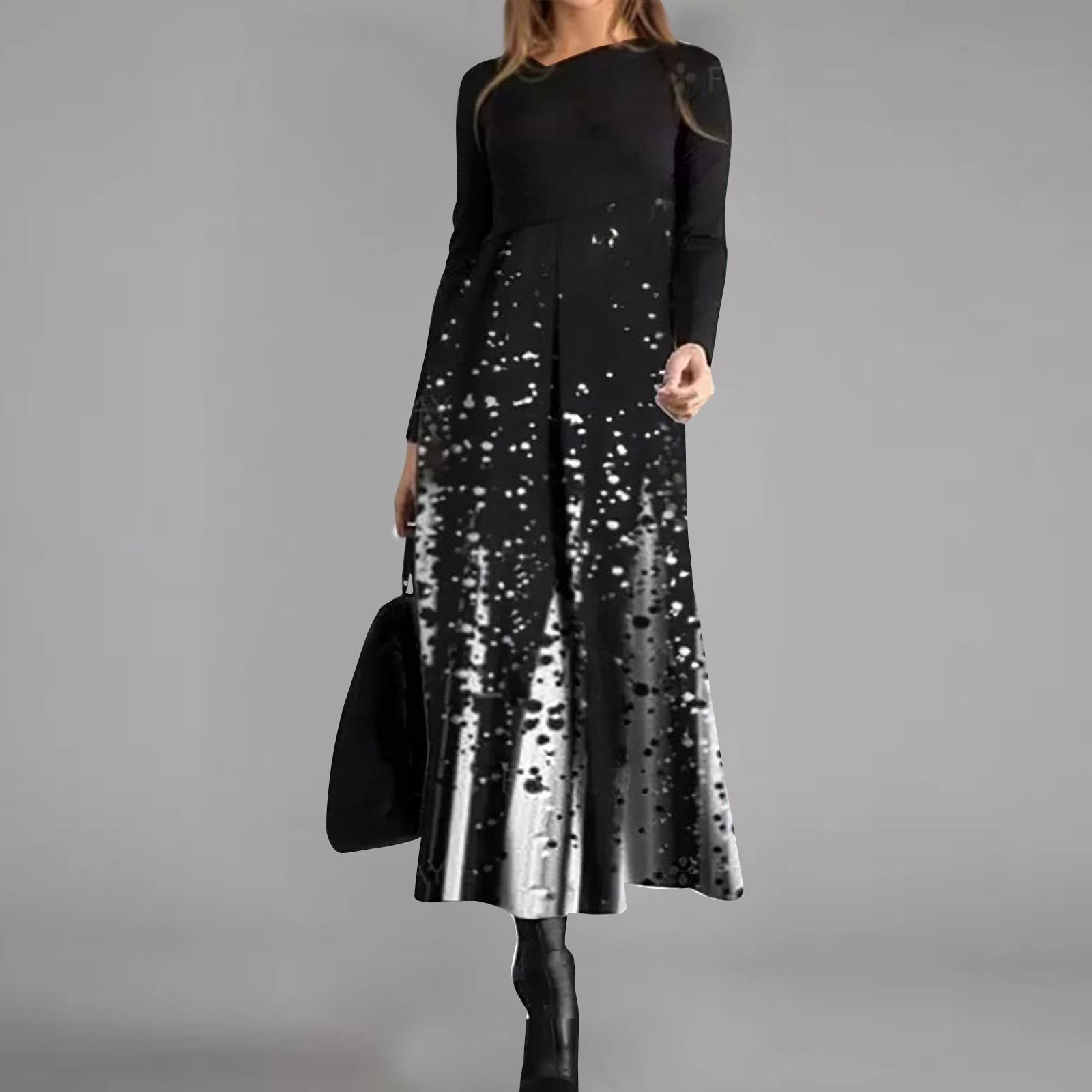 

Женское повседневное платье макси с длинным рукавом и принтом в стиле бохо XXXL