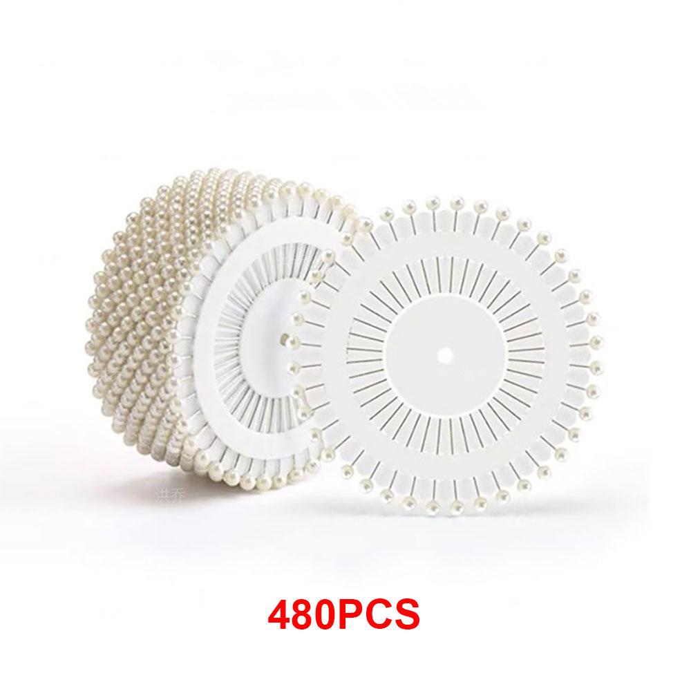 

Silicone World 480Pcs Steel Pearl Head Pins 37mm Round Ball Headed Pin Disc Metal Positioning Needles Sewing Quilting DIY белый