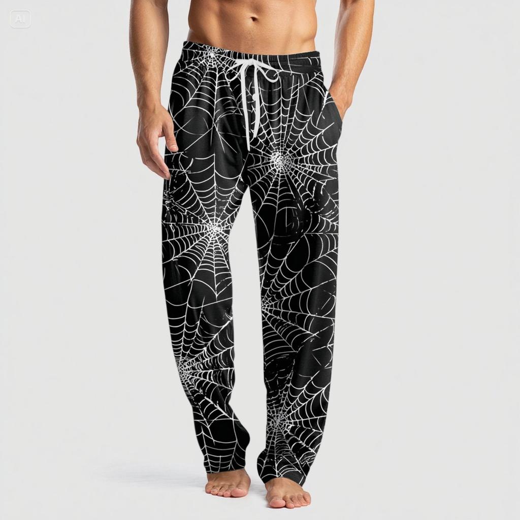 Ανδρικό Πλεκτό Παντελόνι Casual με Τσέπη και Χαλοουίν Πρίιτ Παντελόνι Πιτζάμας