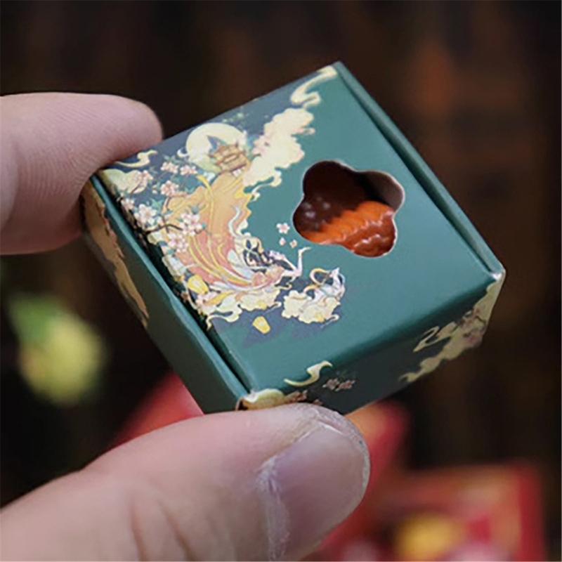 Artisanal Miniature Mooncake Set Complex Incised Plan Rosin Collectible For 1:12 Model House Displays