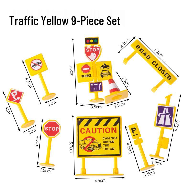 Construction Vehicle Cake Toppers: Excavator, Bulldozer, Roadblock Inserts, Figurines for Boys' Birthday