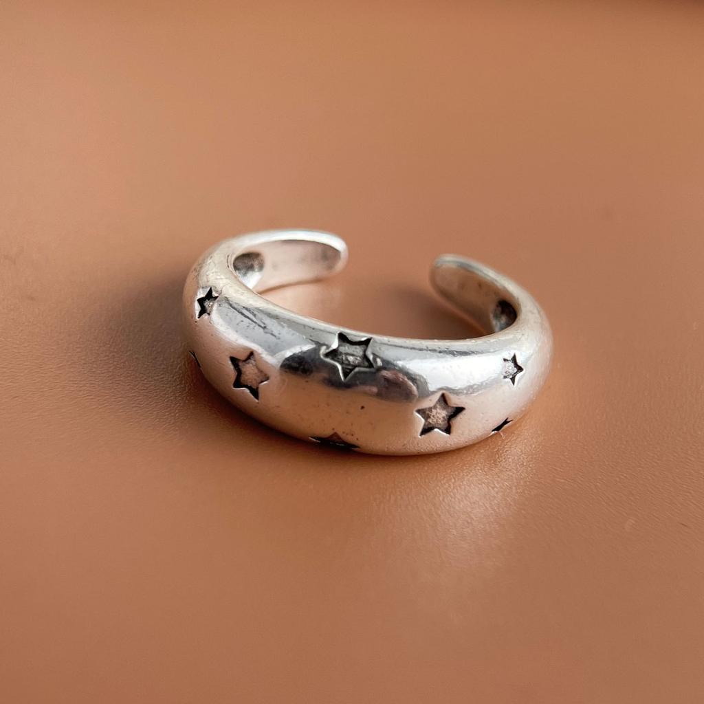 925 Silver Rings for Women Couple Minimalist Handmade Simple Retro Big Star Ring Fine Jewelry Gift Prevent Allergy