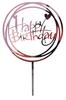 Happy Birthday Rose Gold Acrylic Circle Cake Topper