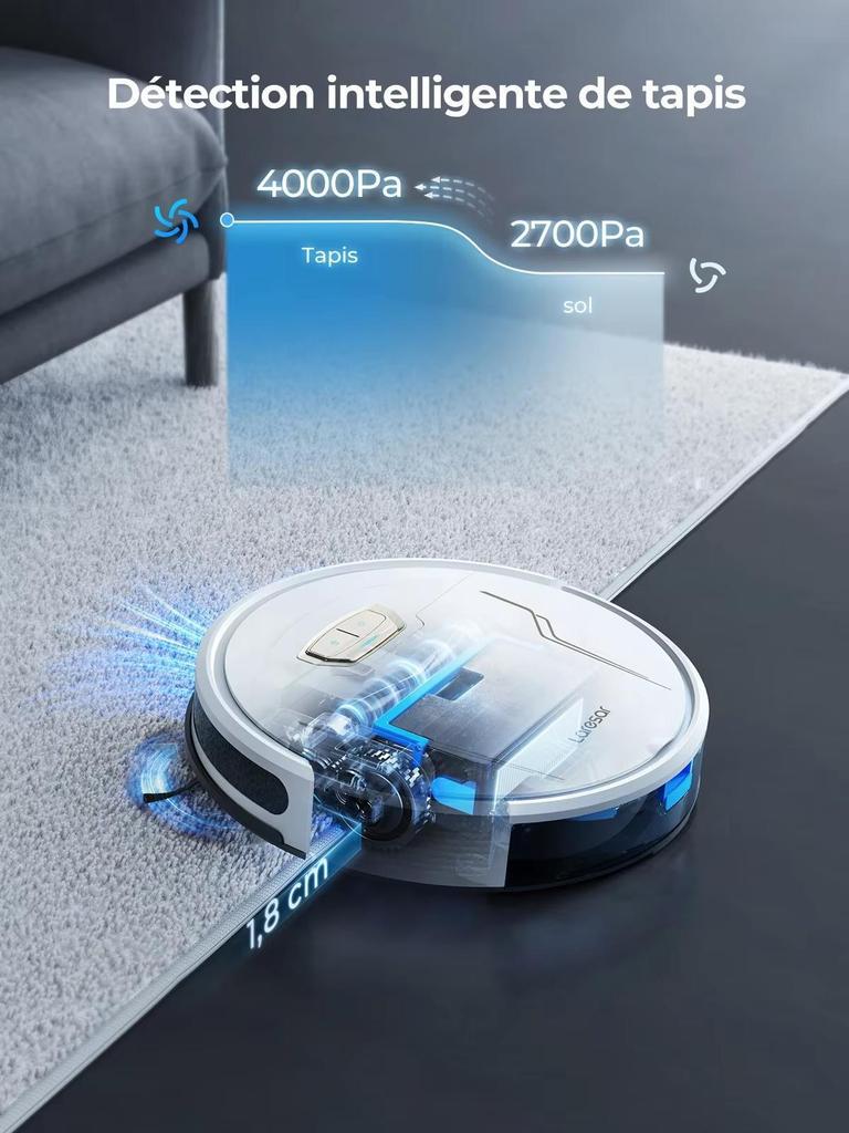 Laresar 3s Roboter Staubsauger Wischmopp 4000Pa Smart APP Steuerung Intelligent Geplant für Hausbodenwaschen Teppich Tierhaarentfernung